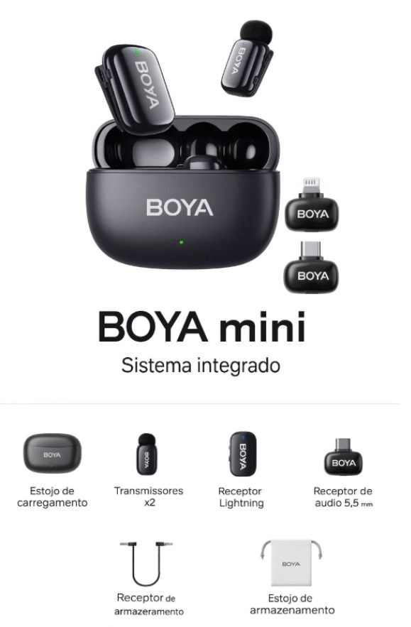 Microfone BOYA Mini-11 Cambo Compacto para Gravação de Áudio