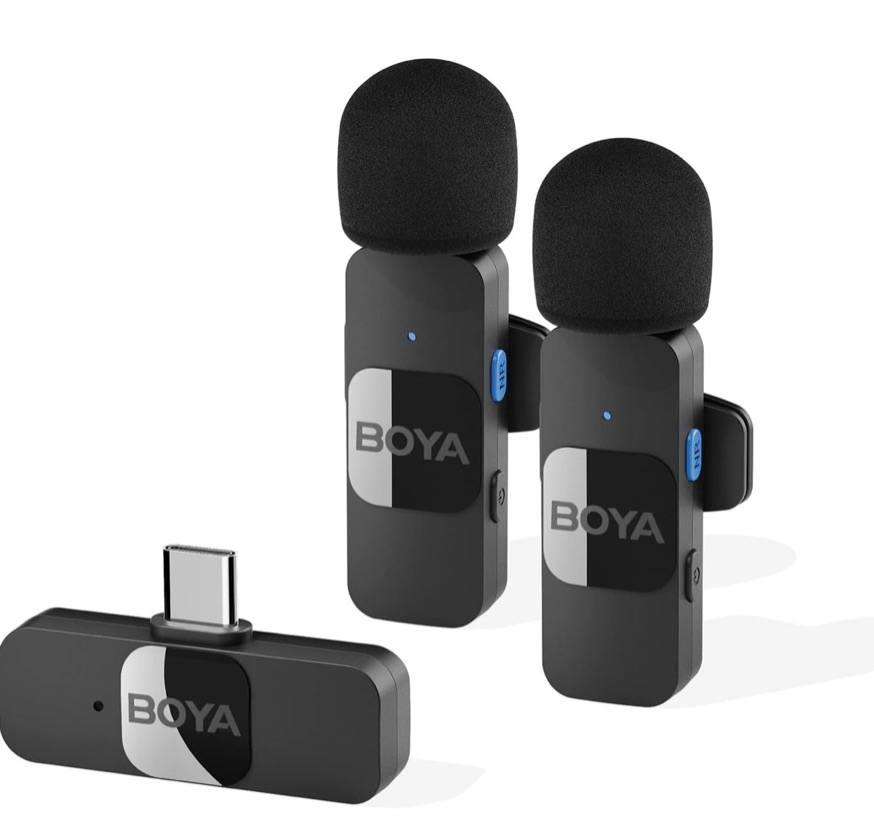 Microfone de Lapela BOYA BY-V20 Wireless USB-C Duplo