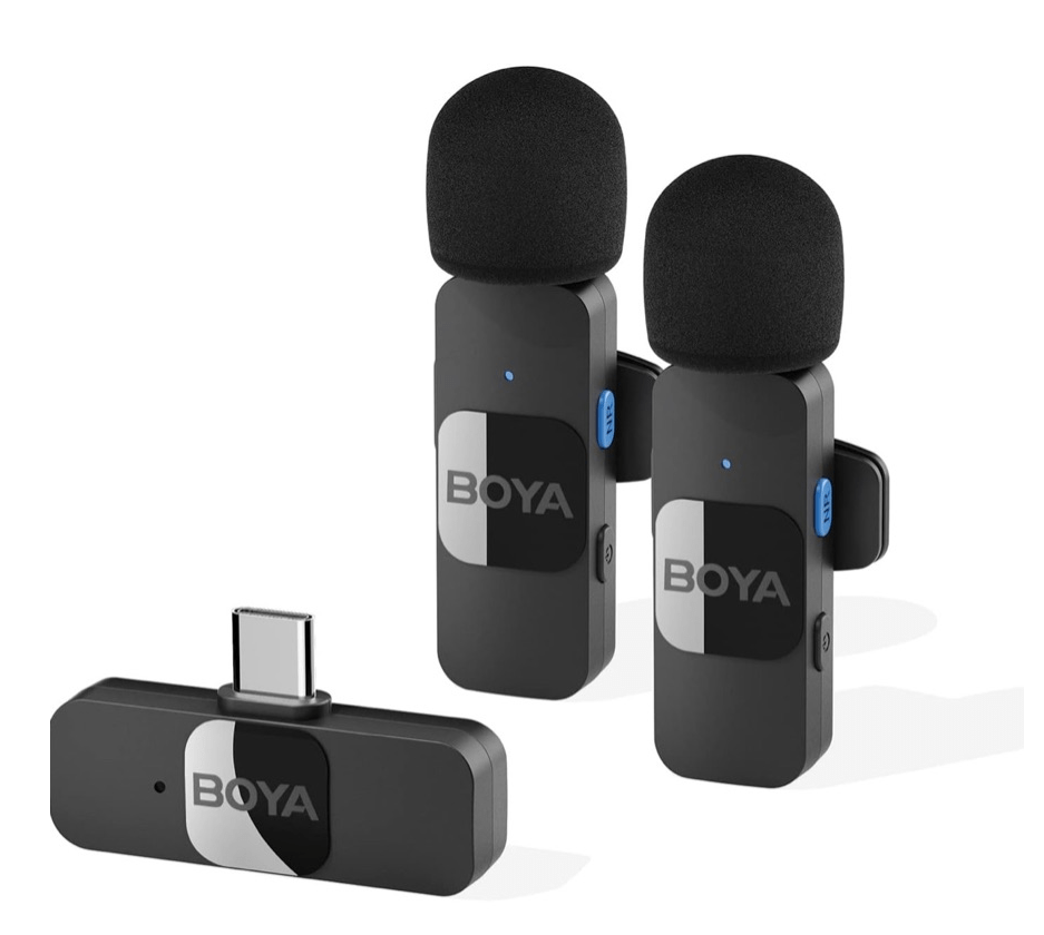 Microfone de Lapela BOYA BY-V20 Wireless USB-C Duplo