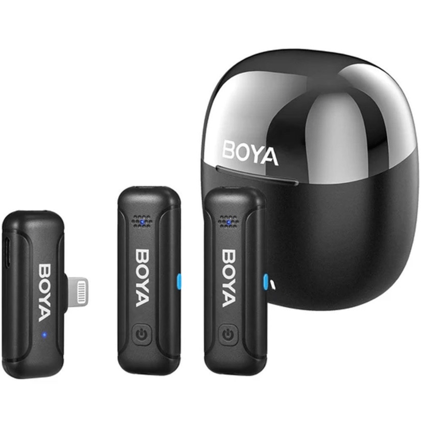 Microfone de Lapela BOYA BY-WM3T-D2 Sem Fio Lightning 2TX+1RX