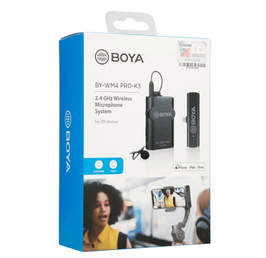 Microfone de Lapela Sem Fio BOYA BY-WM4 Pro-K3 para iOS Lightning