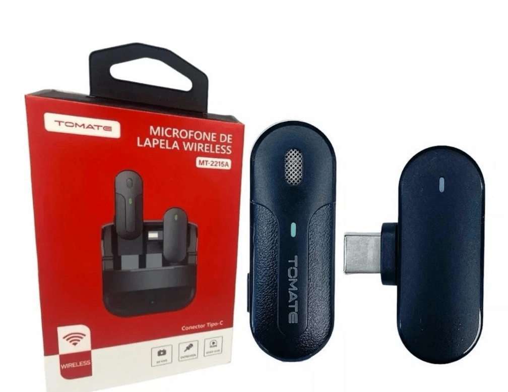 Microfone de Lapela Wireless Tomate MT-2215A Conector Tipo-C