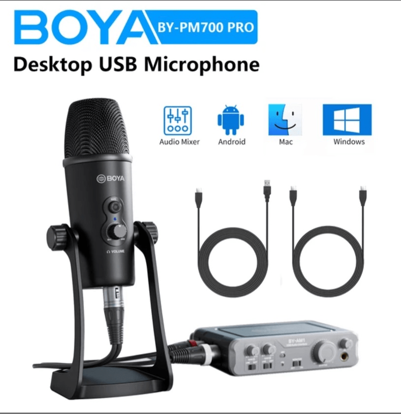 Microfone de Mesa Boya BY-PM700 USB Multipadrão