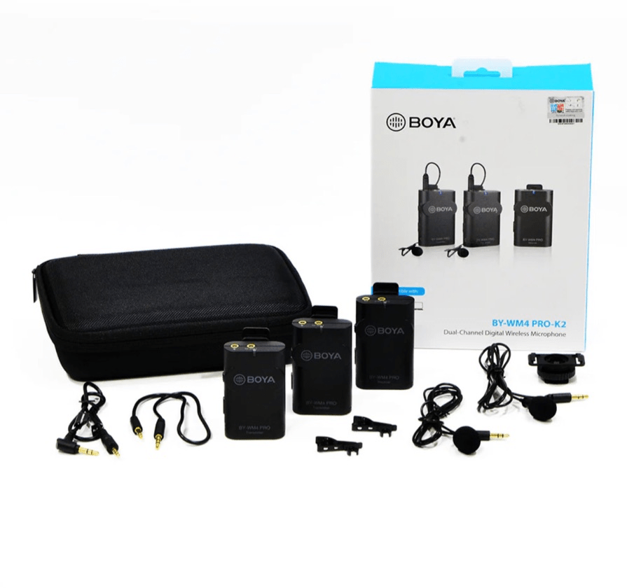 Microfone Lapela Duplo Sem Fio BOYA BY-WM4 Pro-K2 Wireless TRS P2