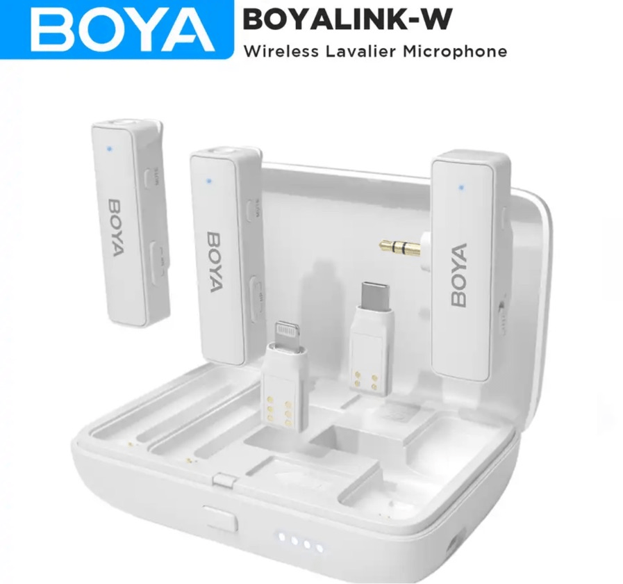 Microfone Sem Fio Boya BoyaLink-W Lapela para iPhone Android PC e Câmeras