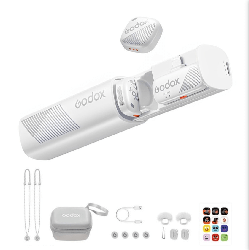 Microfone GODOX Cube-SL Kit2 Branco 2.4G Sem Fio para iPhone