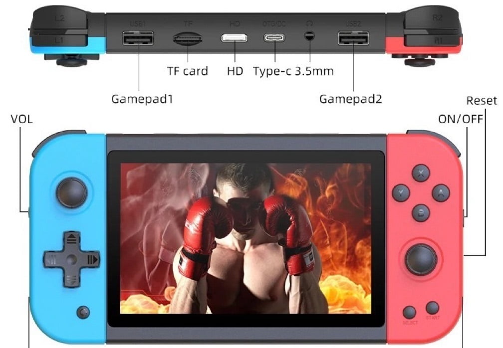 Console Mini Vídeo Game Portátil 10 Mil Jogos Retrô Tela 5.8 Polegadas A-8299