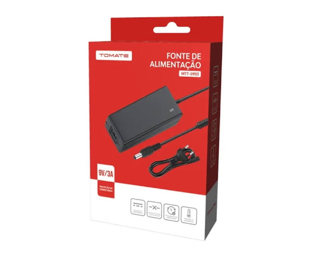 Fonte de Alimentação 9V 3A Tomate MTT-0903 Bivolt