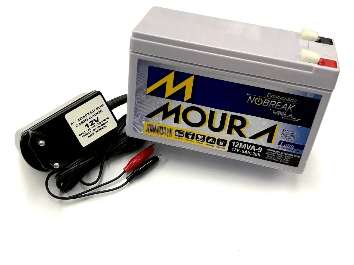Bateria Moura 12v 9ah com Carregador 12v 800mah