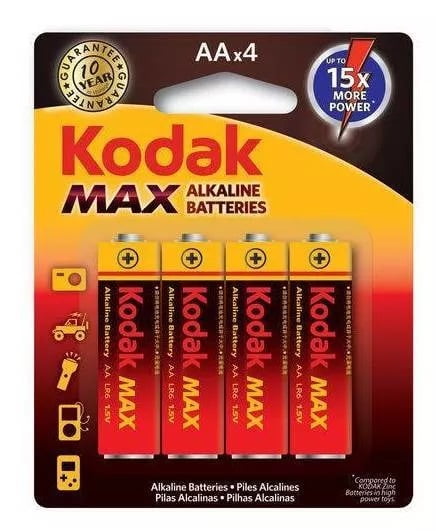 Pilha Aa Alcalina Max Cartela 4 unidades Kodak