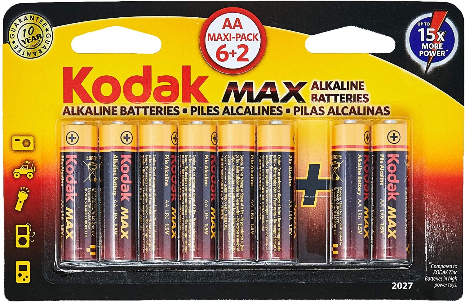 Pilha Max Alcalina AA com 6+2 Unidades Bonus, Kodak