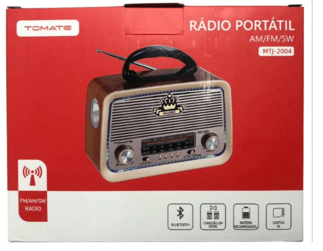 Rádio Portátil Tomate MTJ-2004 AM FM SW Bivolt