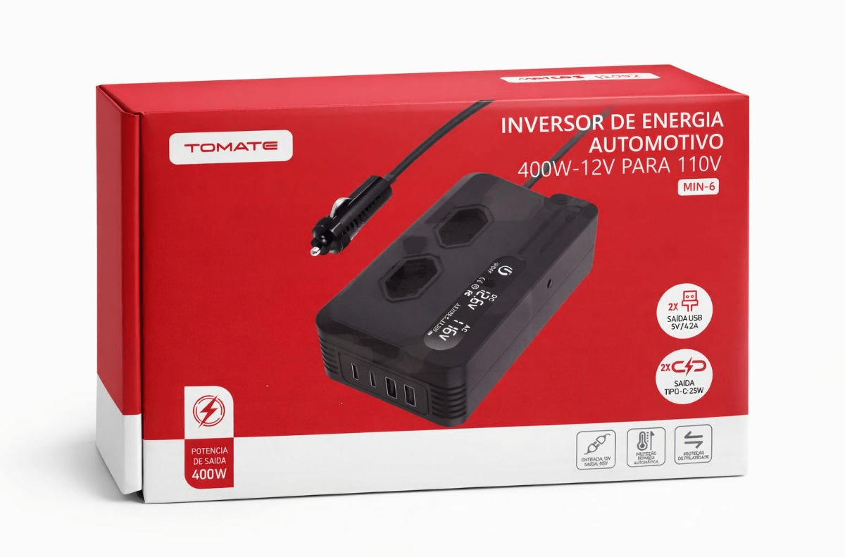 Inversor de Tensão 400W 12V para 110V Tomate MIN-06