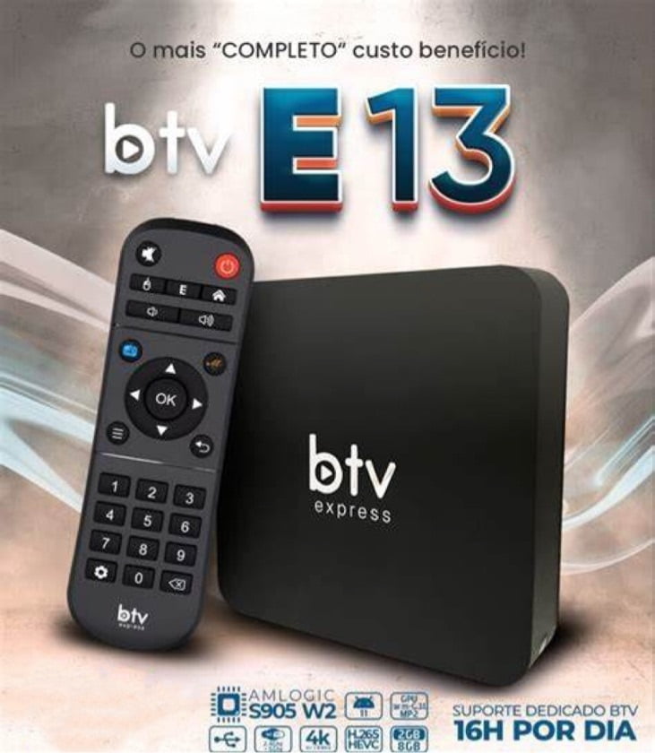Receptor FTA BTV Express E13 com IPTV e Wi-Fi Integrado – Original e Atualizado