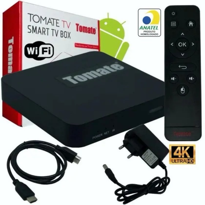 TV Box Android Tomate 4K com Suporte a Netflix, YouTube e Streaming – Original