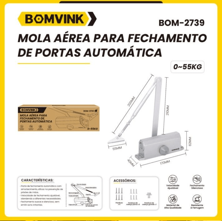 Mola Aérea Pneumática para Fechamento de Portas BOMVINK BOM-2739