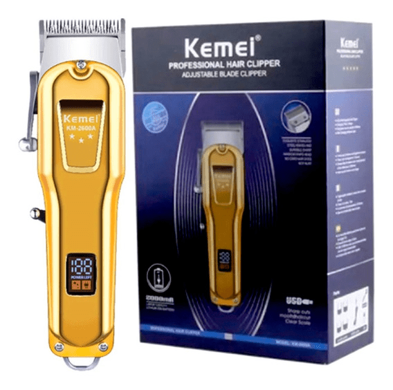 Maquina De Corte Kemei 2600A Visor LCD Profissional Gold