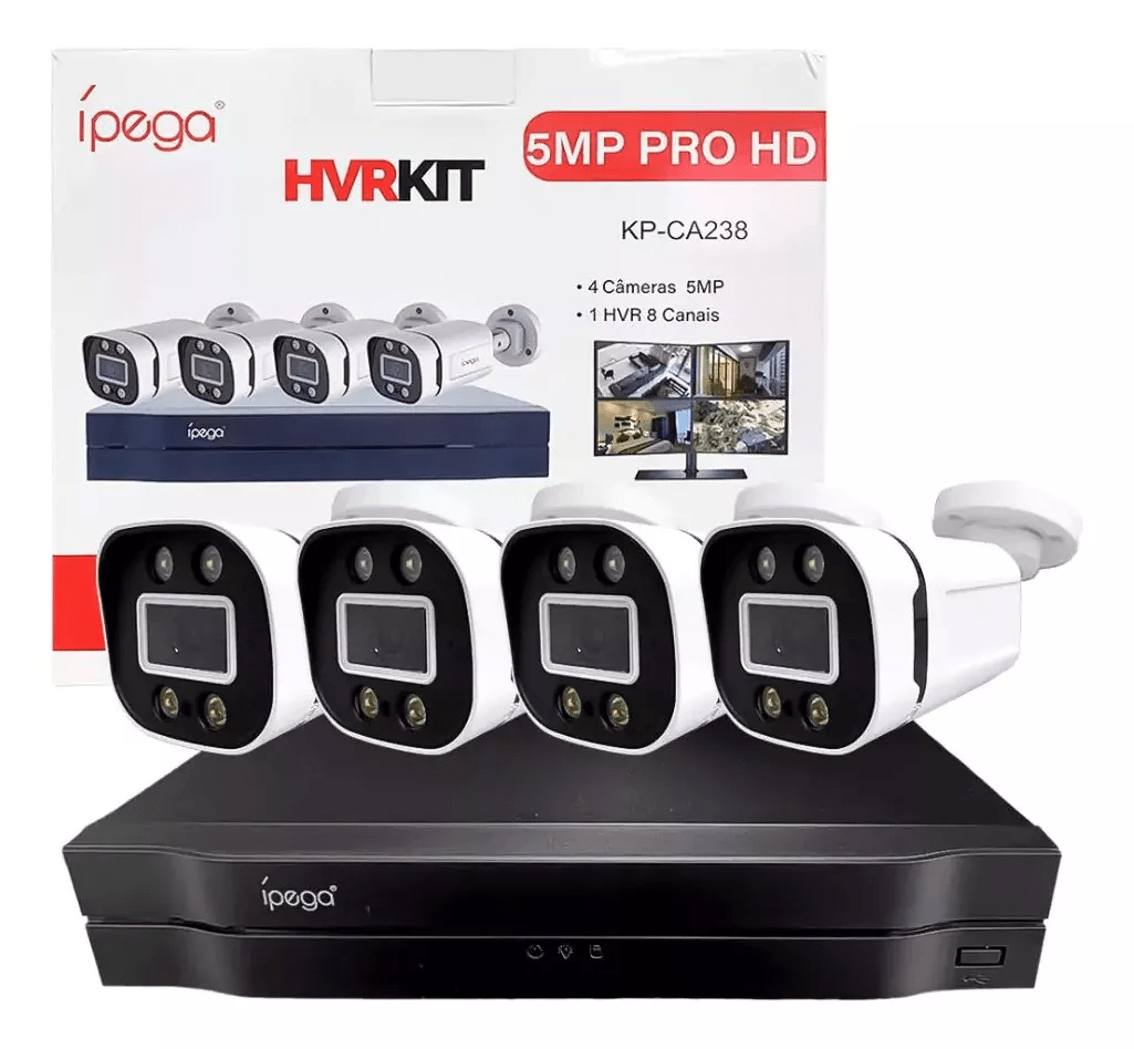 Kit 4 Câmeras Segurança 5mp Pro Hd Visão Noturna Ípega Max KP-CA239