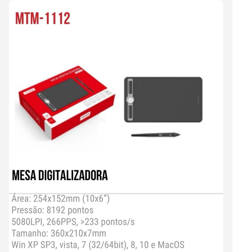 Mesa Digitalizadora 11,6" Tomate MTM-1112 Alta Precisão