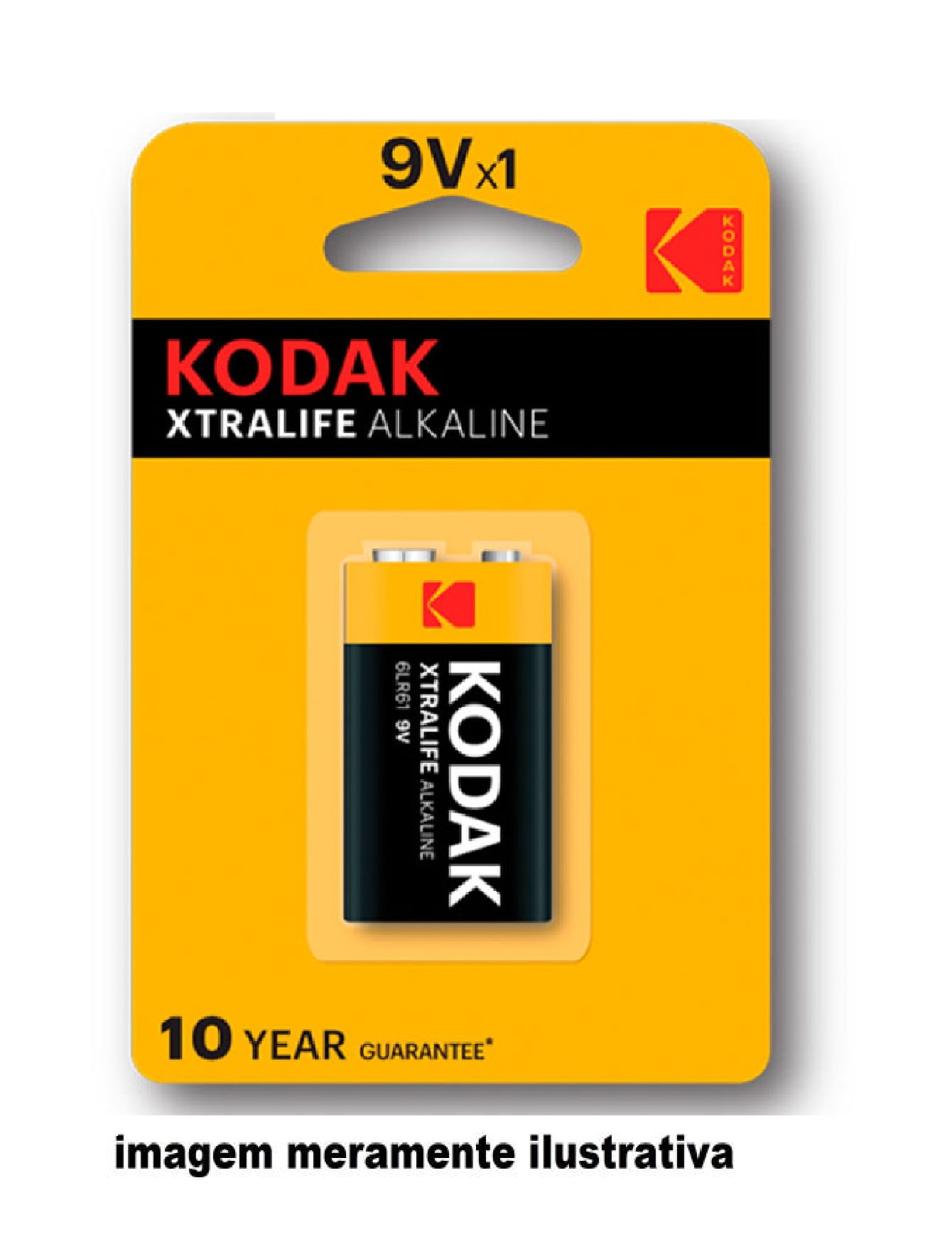 Pilha Kodak alcalina 9V vida longa (1 peças)