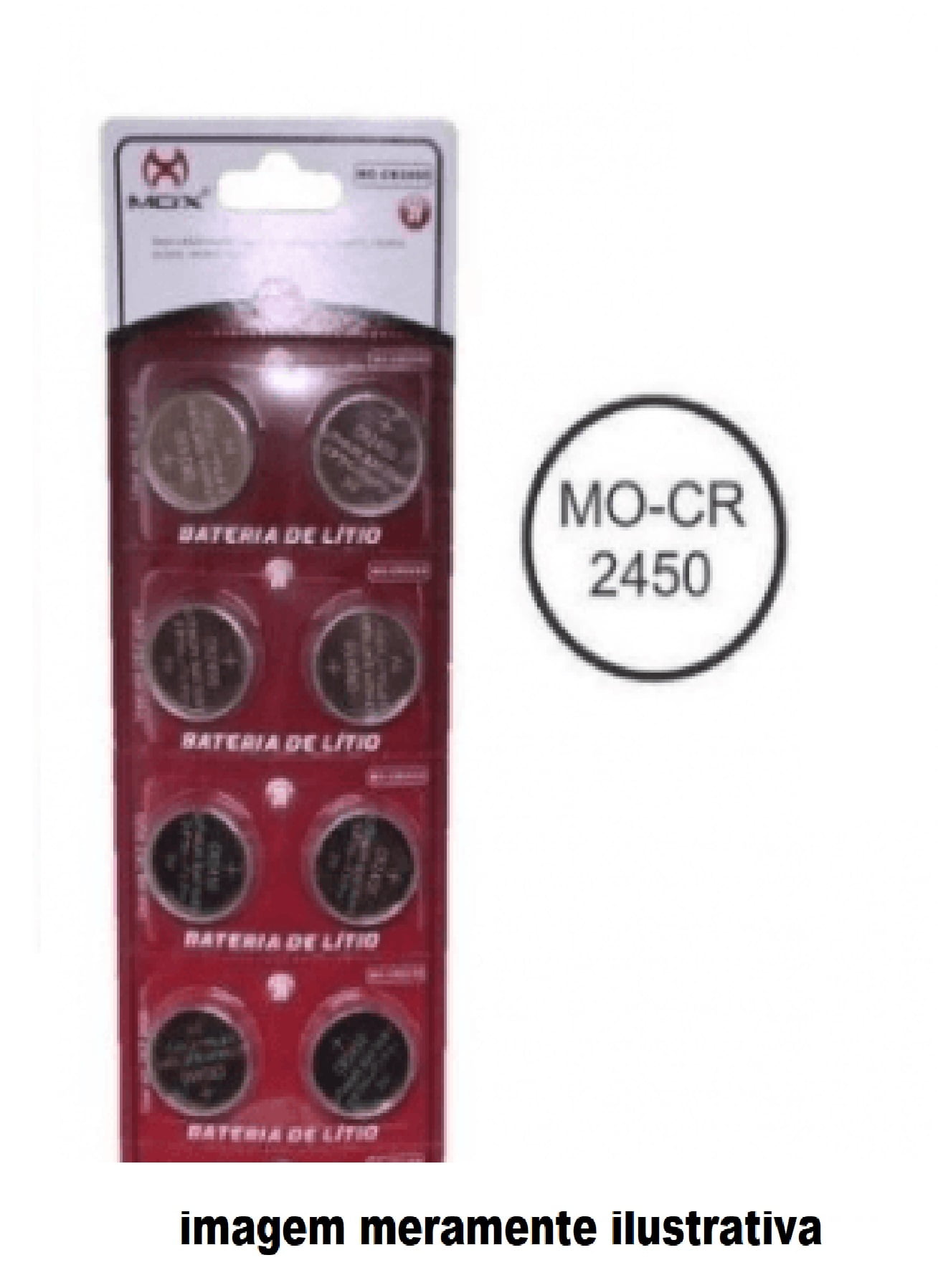Bateria De Lítio Pilha Cr 2450 Mox Cartela Com 10 Cr2450