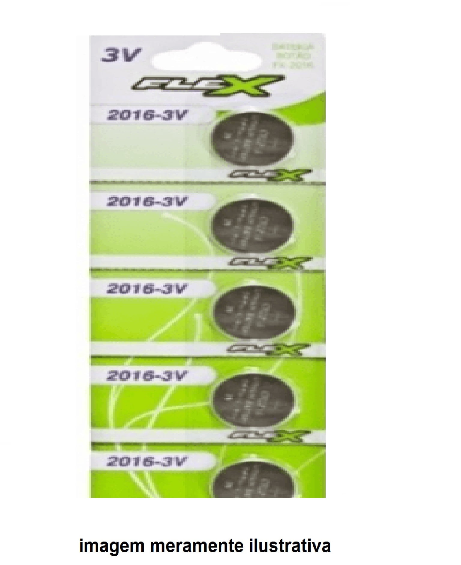 Bateria Lithium 3v Cr2016 Flex - Cartela 5 Unid - Fx-2016