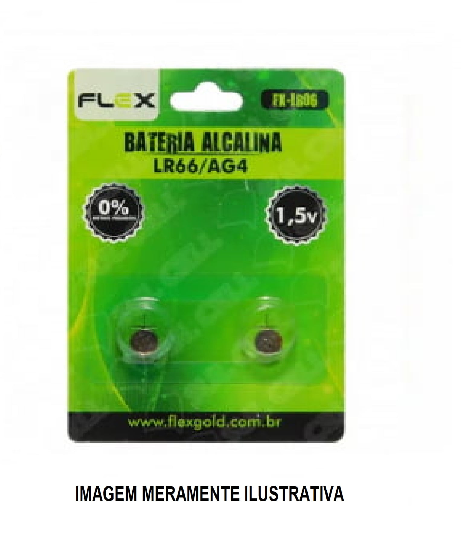 BATERIA ALCALINA LR66 AG4 1.5V FLEX - CARTELA C/ 2 PILHAS (FX-LR06)