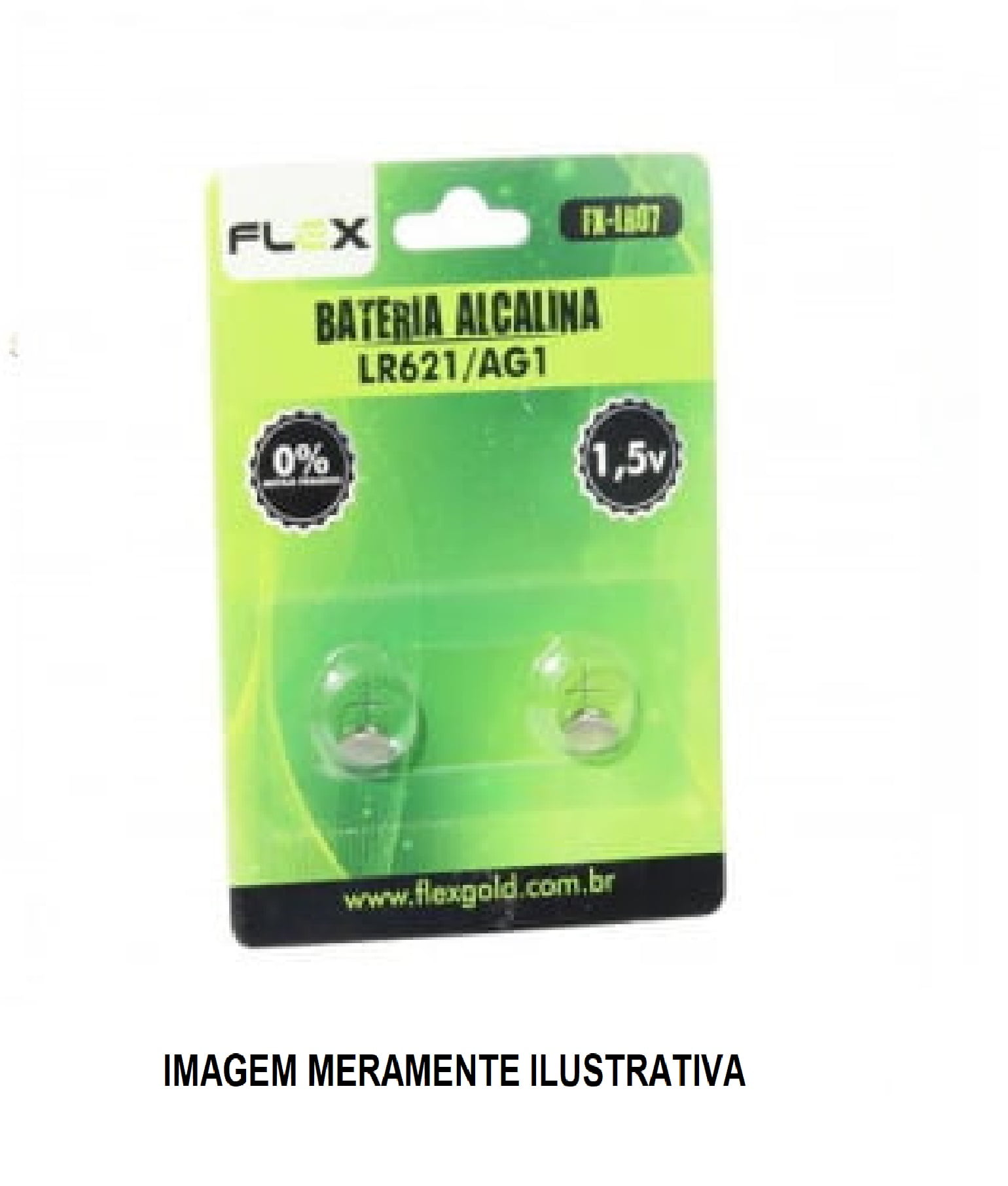 PILHA ALCALINA LR621 / AG1 1.5V BLISTER COM 2 PÇS FLEX FXLR07