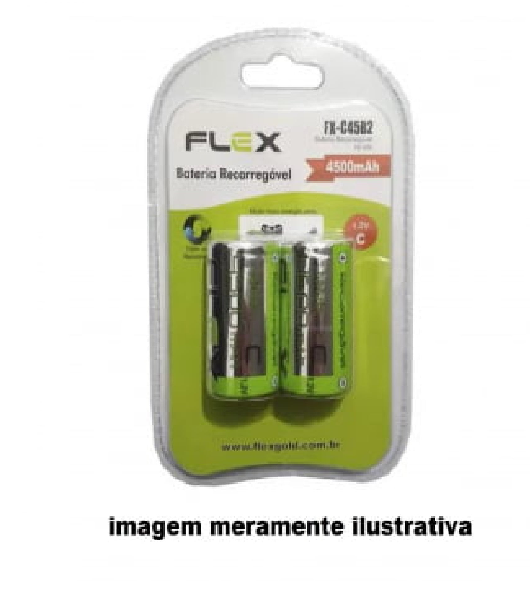 PILHA C 1,2V RECARREGÁVEL 4500MAH (BLISTER C/ 2) FLEX - FX-C45B2