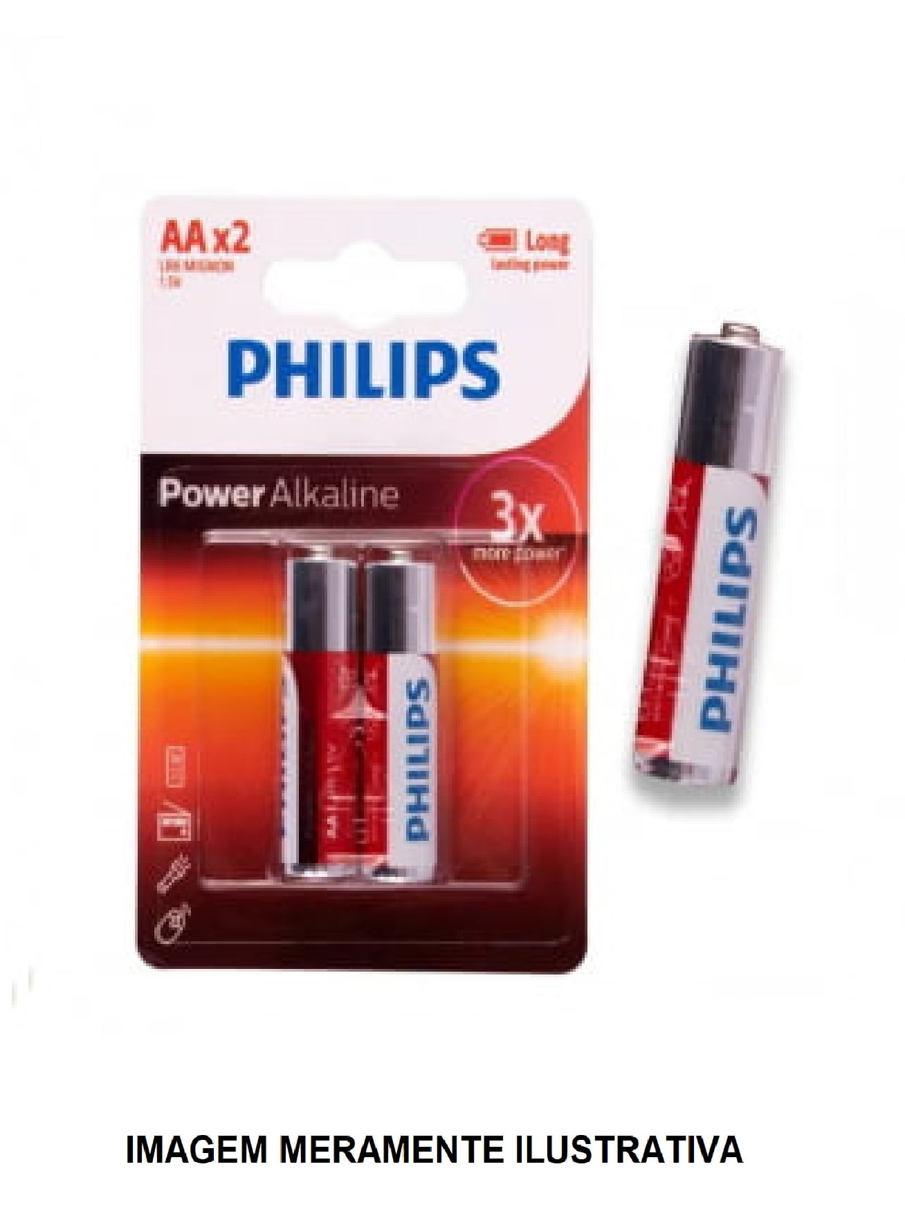02 Pilhas Aa Alcalinas Philips - 1 Cartela