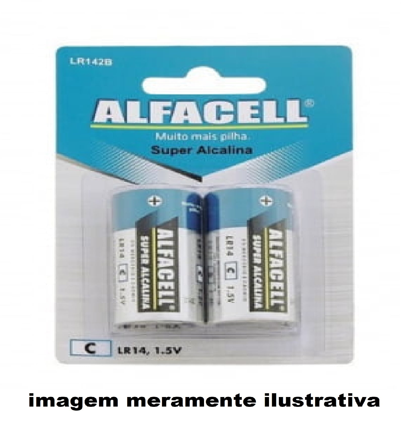 Pilha Alcalina Média Cartela c/2 Alfacell C LR14 1.5V 