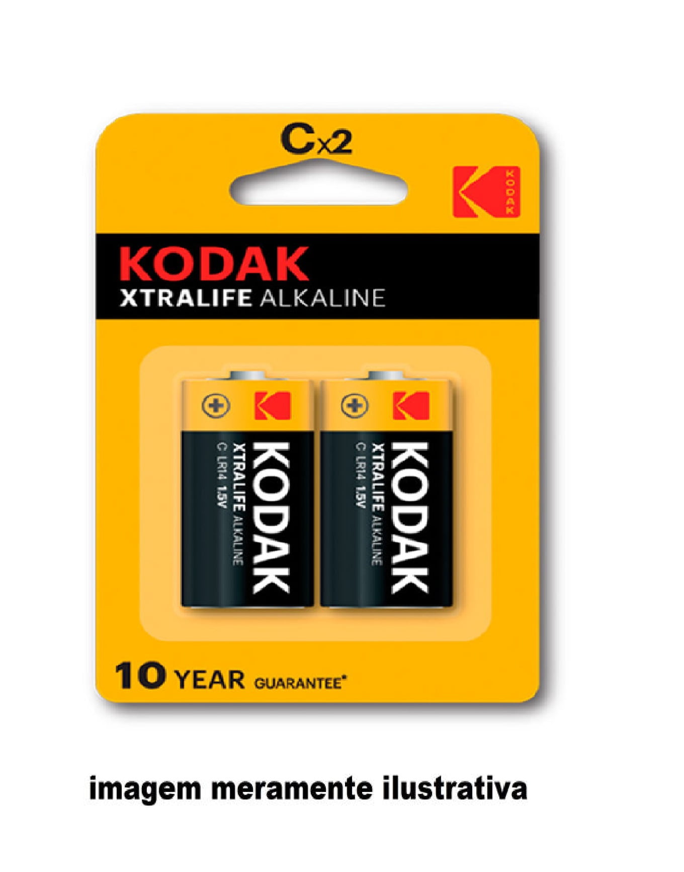 pilha Kodak alcalina C vida longa 2 peças  