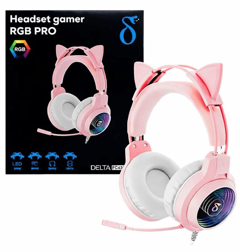 Fone de Ouvido Gamer RGB Delta F4032R Pro Headset