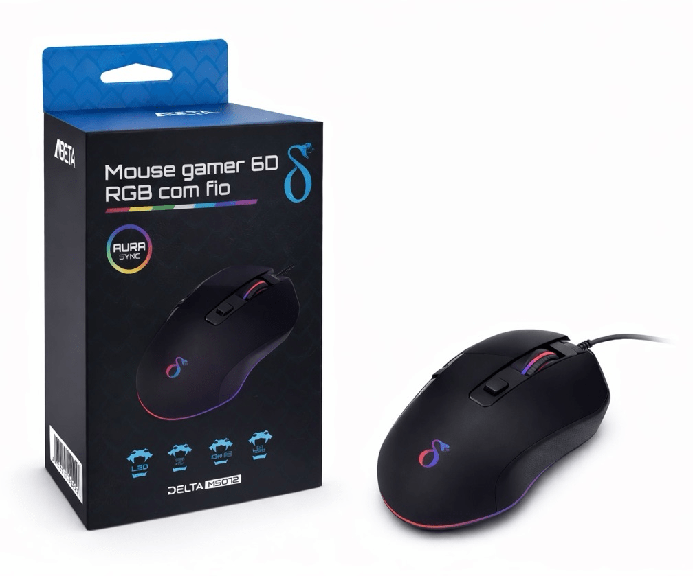 Mouse Gamer RGB 7200 DPI com Fio Delta-M5072