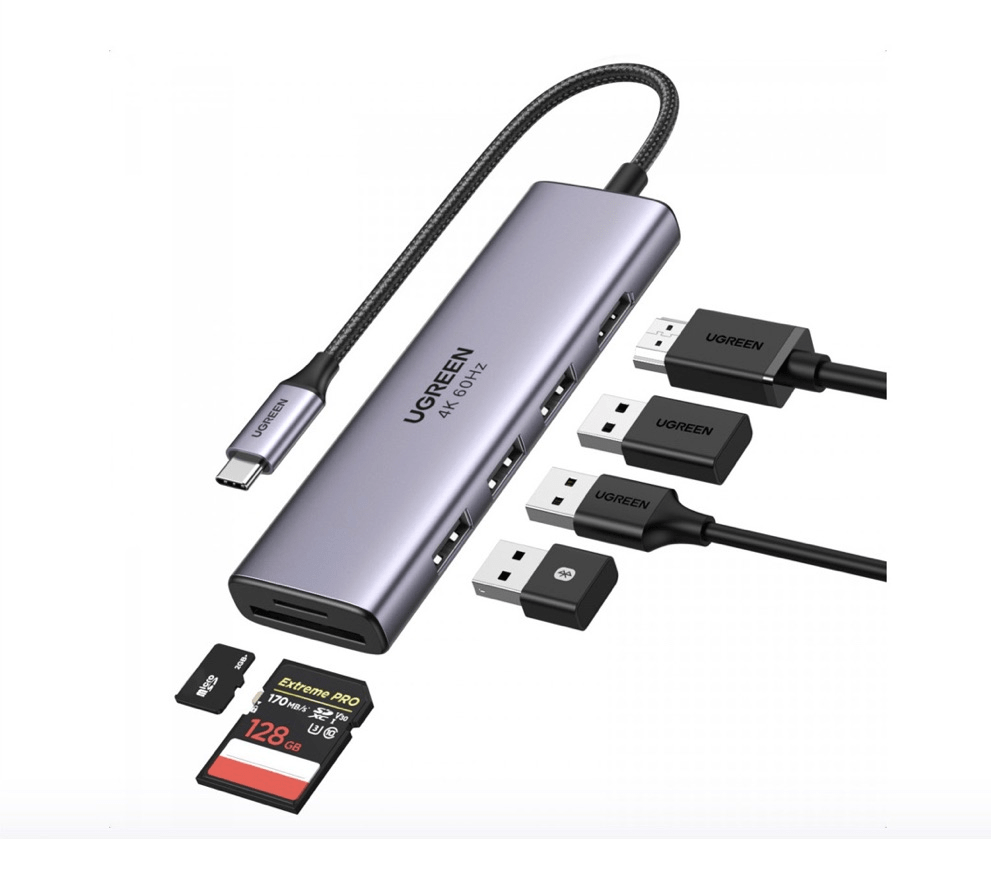 Somos importador e distribuidor de Adaptador UGREEN USB-C para 3 Portas USB3.0-A Hub + HDMI + TF-SD Cinza Escuro Ref. 70410 Marca Ugreen Modelo CM195