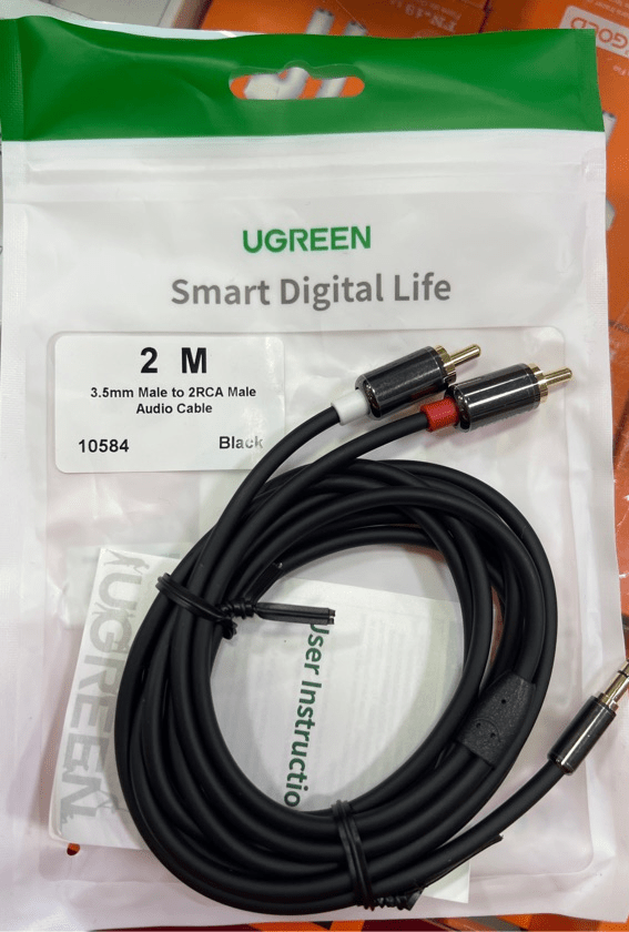 Cabo divisor estéreo auxiliar de áudio UGREEN 3,5 mm para 2RCA, cabo AUX RCA Y