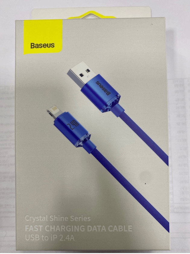 Cabo Lightning Baseus Crystal Shine Series Fast Charging 2.4A 1.2m Azul (Ref. CAJY000003)