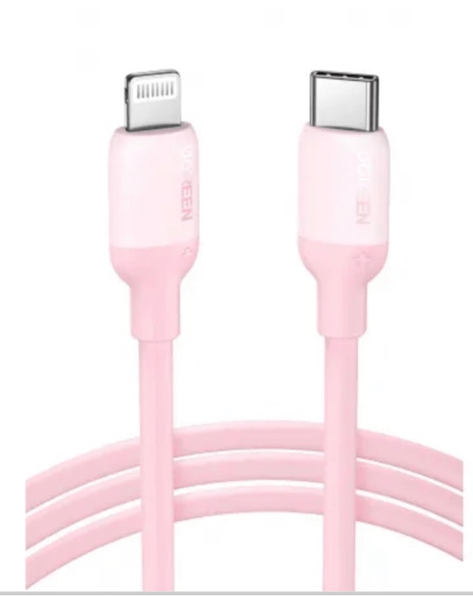 Cabo USB-C para Lightning UGREEN acabamento em Silicone 1m rosa Ref 60625 Marca Ugreen