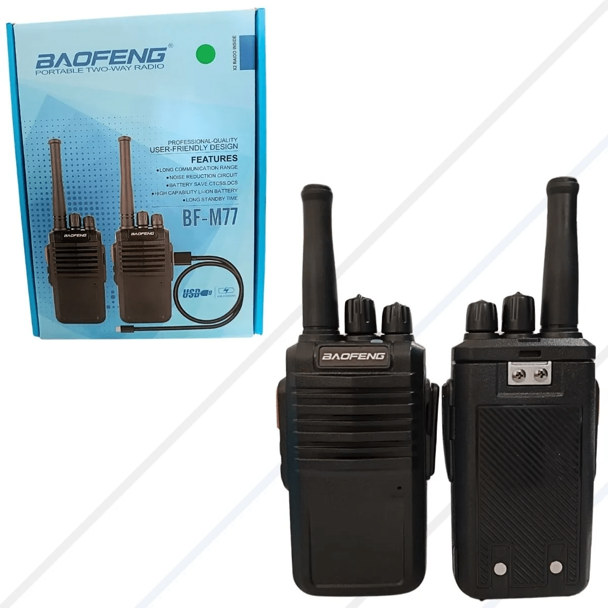 Walkie-talkie Baofeng Bf M-77, Baofeng M77 Com 2 Rádios E Frequência Uhf - Preto