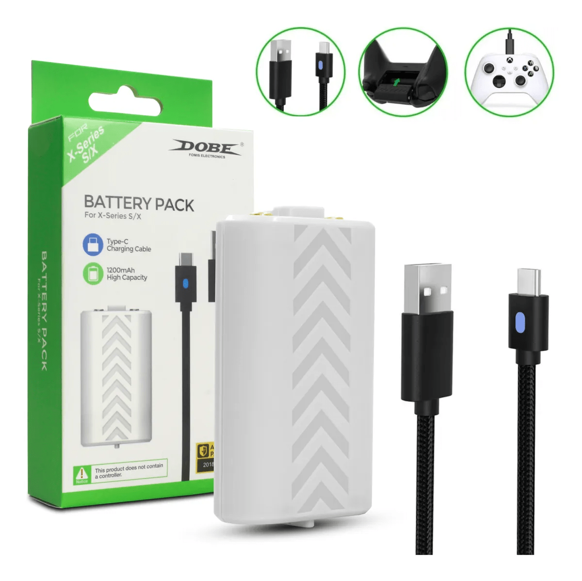 Bateria Controle Xbox Séries S X 1200mah Cabo Carregador 3m