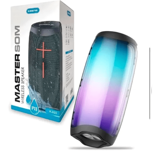 Caixa De Som Bluetooth 15W TWS Resistente á Água IPX6 Preta KIMASTER - K460P