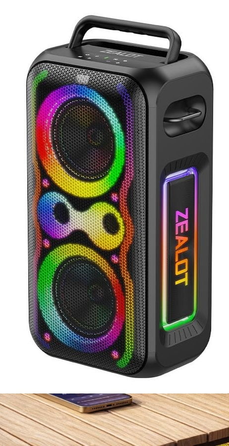 Caixa de Som Bluetooth Portátil 200W Zealot PT21