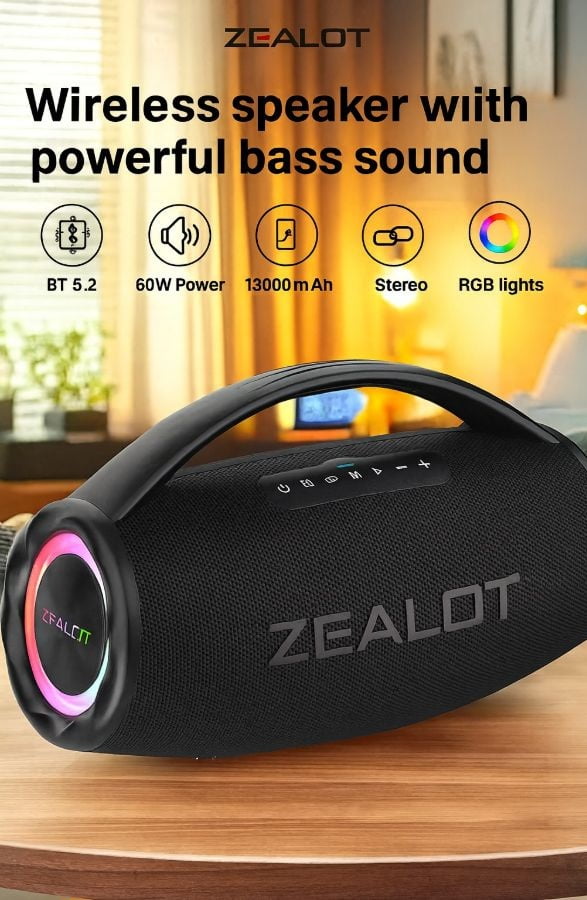 Caixa de Som Zealot S97 80W Bluetooth 5.2