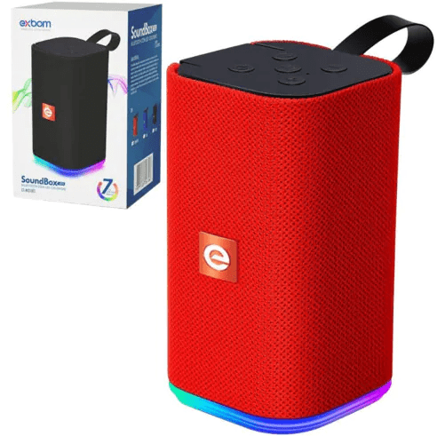 Caixa de Som Bluetooth FM/SD/Aux/Usb com Led RGB EXBOM - CS-M31BTL