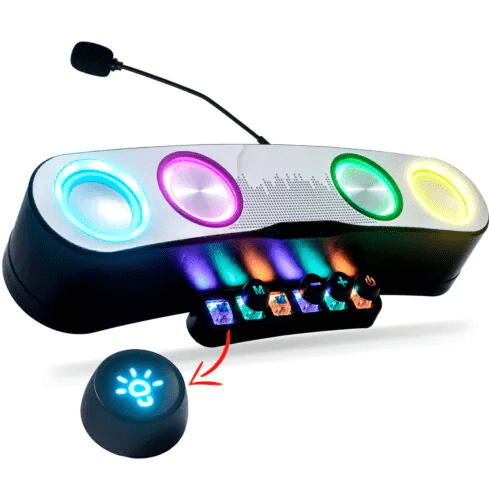 Caixa de Som Bluetooth Gamer 30W P2 com Led RGB e Microfone GRASEP - D-G555