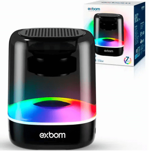 Caixa de Som Bluetooth mini com LED RGB CRISTAL EXBOM - CS-Q25BT