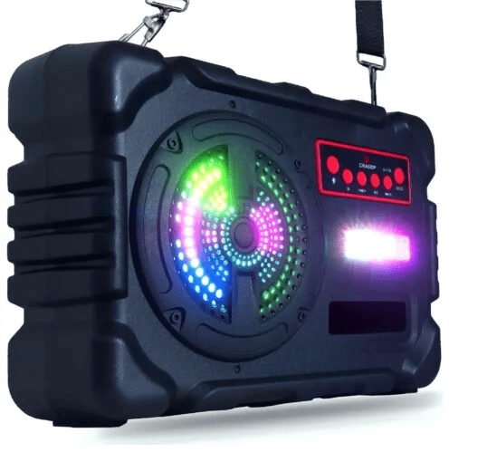 Caixa de Som Bluetooth Portátil 10W LED com Alça Grasep - D-4135