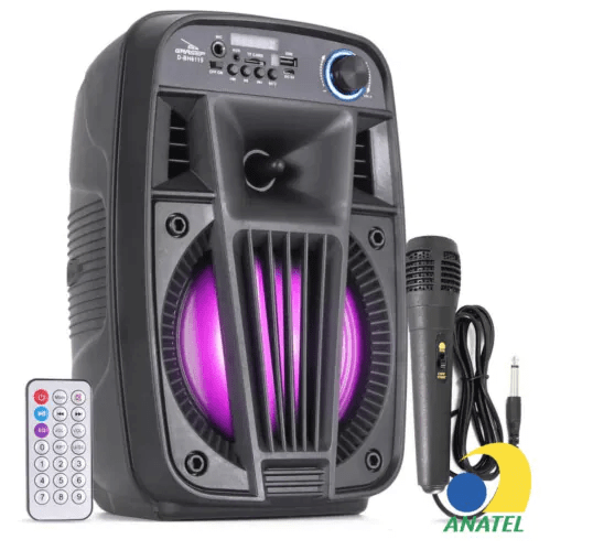 Caixa de Som Bluetooth Portátil 20W Rádio USB com Microfone GRASEP - D-BH6115