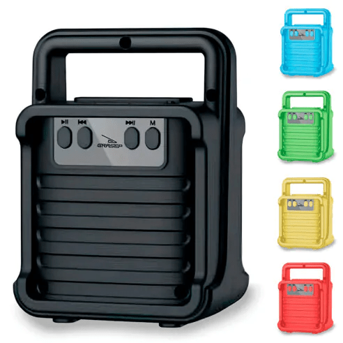 Caixa de Som Bluetooth Portátil Coloridas Rádio FM/USB GRASEP - D-S3164
