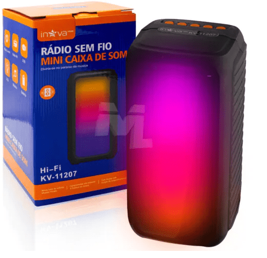 Caixa de Som Bluetooth Portátil com Led INOVA - KV-11207
